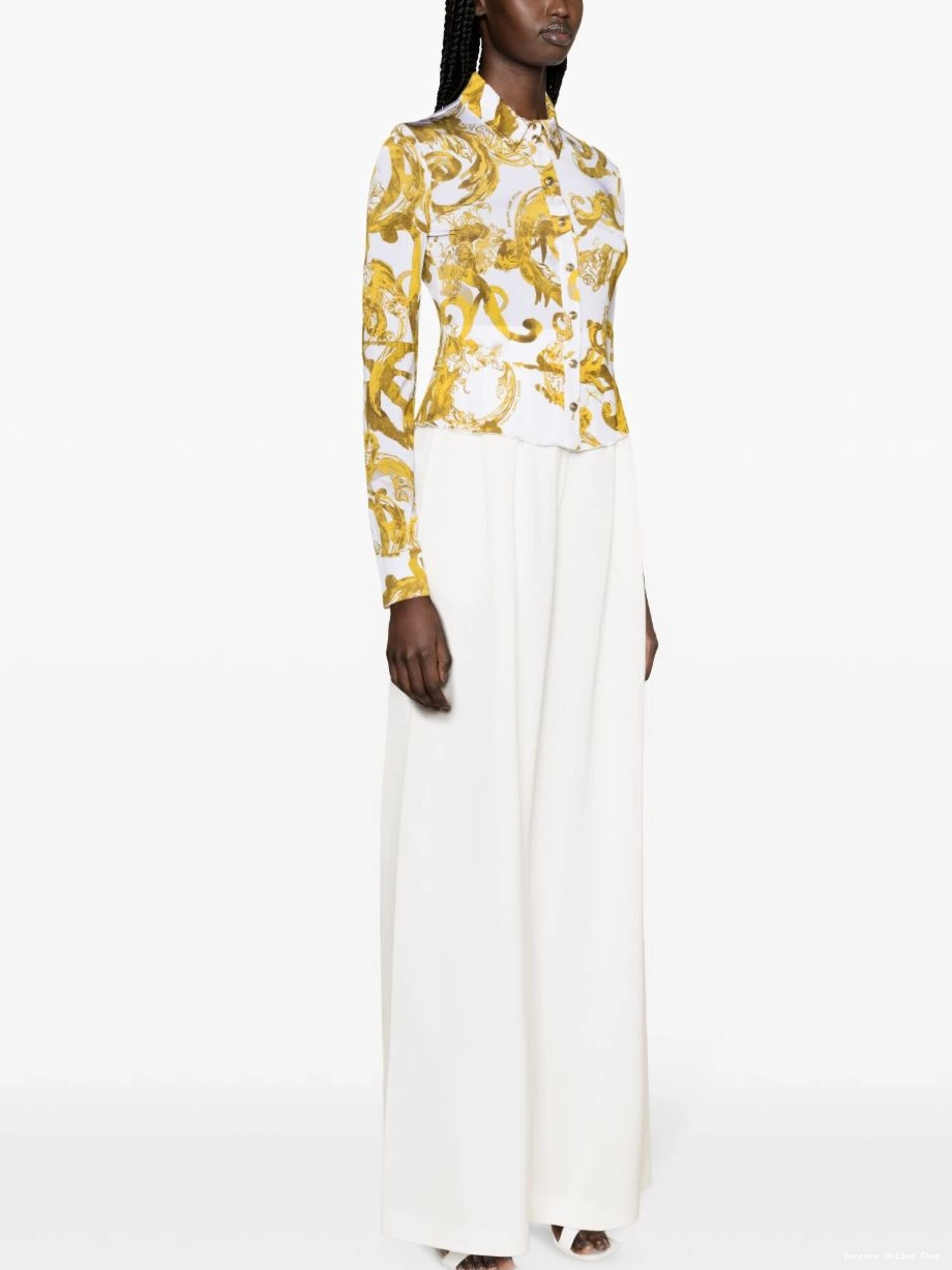 Cheap Watercolour shirt Jeans Women Couture Barocco-print Versace Couture 0711